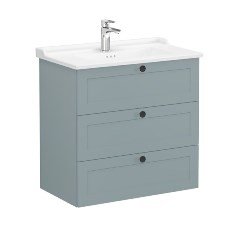 Vitra Root Classic 68935 Lavabo Dolabı, Üç Çekmeceli, 80 Cm, Mat Fiyord Yeşili, Klasik Lavabolu